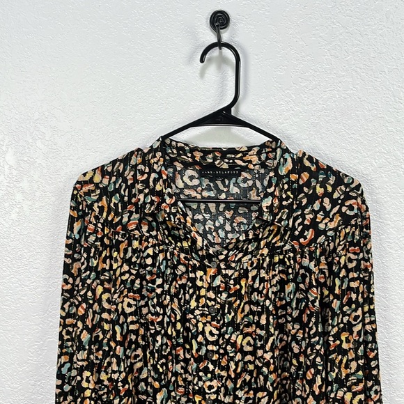 Jane Delancey Women's Multi Color Patterned Top striped Button Down Career Sz L - Picture 7 of 13